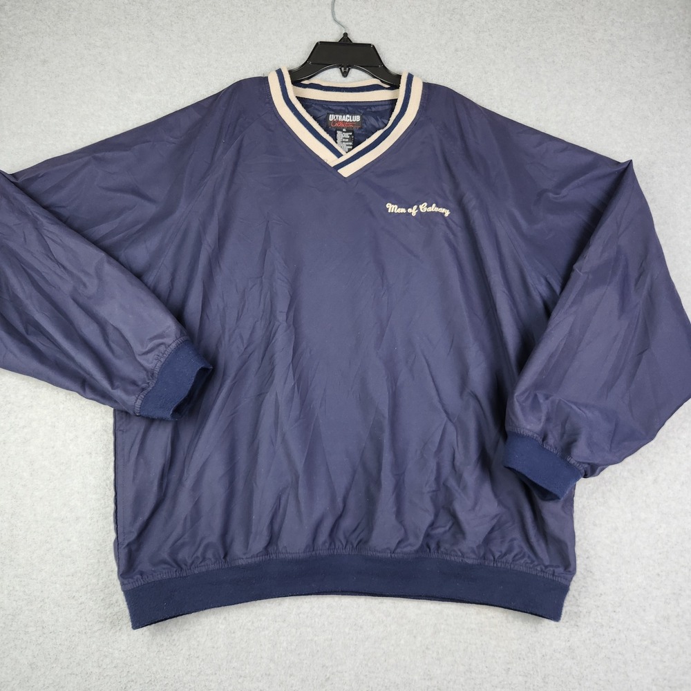 UltraClub Mens Size XL Navy Men of Calvary V-Neck Pullover Windbreaker‎ Jacket
